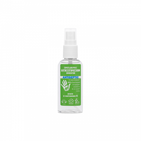 Hand spray with antiseptic effect with aloe extract and vitamin E, bottle 50 ml