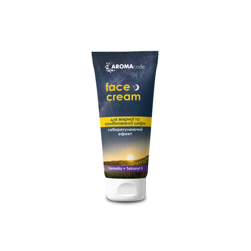 Крем для обличчя та зони декольте «AROMAcode» для жирної та комбінованої шкіри нічний - себорегулюючий ефект, 70 г Крем для обличчя та зони декольте «AROMAcode» для жирної та комбінованої шкіри нічний - себорегулюючий ефект, 70 г