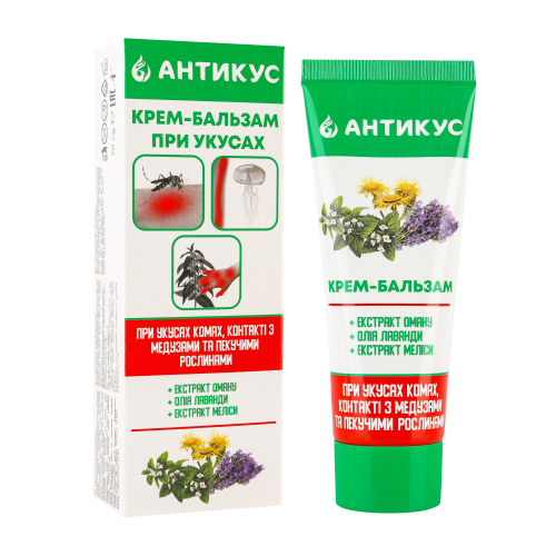 Крем-бальзам АНТИКУС при укусах комах, контакті з медузами і пекучими рослинами «ЦІЛИТЕЛЬ», 70 г Крем-бальзам АНТИКУС при укусах комах, контакті з медузами і пекучими рослинами «ЦІЛИТЕЛЬ», 70 г