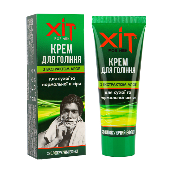 Крем для гоління з алое «ХІТ for men» для сухої та нормальної шкіри, 70 г Крем для гоління з алое «ХІТ for men» для сухої та нормальної шкіри, 70 г
