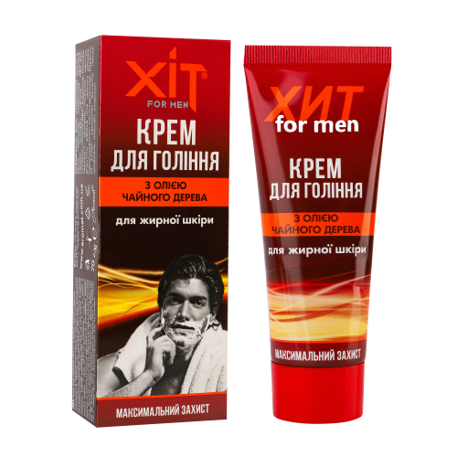 Крем для гоління з олією чайного дерева «ХІТ for men» для жирної шкіри, 70 г Крем для гоління з олією чайного дерева «ХІТ for men» для жирної шкіри, 70 г