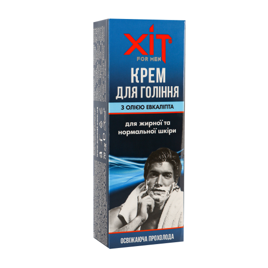 Крем для гоління з олією евкаліпта «ХІТ for men» для нормальної та  жирної шкіри, 70 г