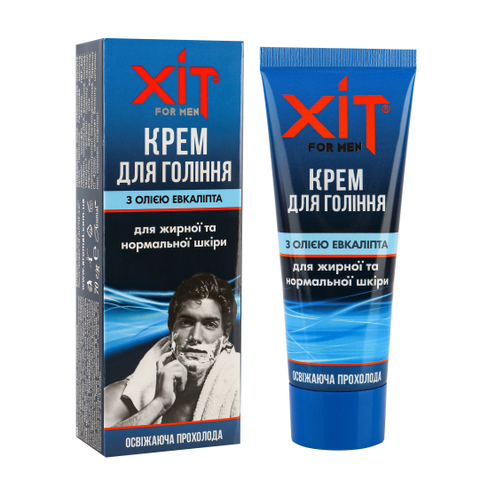 Крем для гоління з олією евкаліпта «ХІТ for men» для нормальної та  жирної шкіри, 70 г