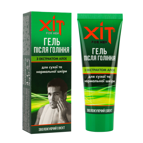 Гель після гоління з алое «ХІТ for men» для сухої і нормальної шкіри, 70 г Гель після гоління з алое «ХІТ for men» для сухої і нормальної шкіри, 70 г