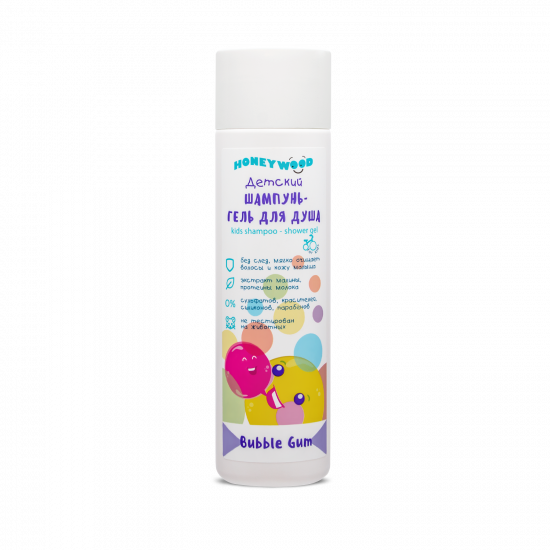 Shampoo-shower gel Bubble Gum for children "Honeywood", 250 ml
