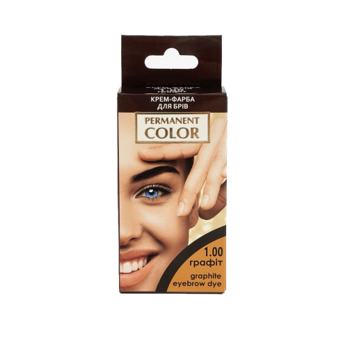 Крем-фарба для брів і вій «Permanent Color» з окислювачем, тон графіт (1.00) Крем-фарба для брів і вій «Permanent Color» з окислювачем, тон графіт (1.00)