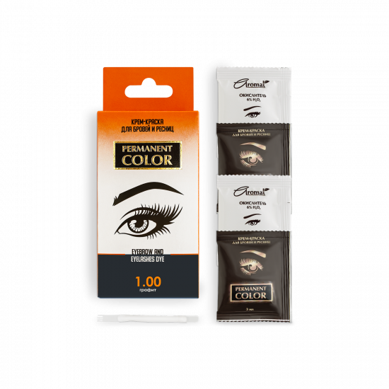 Cream-paint for eyebrows and eyelashes "Permanent Color" with an oxidizer, tone graphite (1.00)