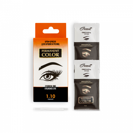 Cream-paint for eyebrows and eyelashes "Permanent Color" with an oxidizer, tone black (1.10)