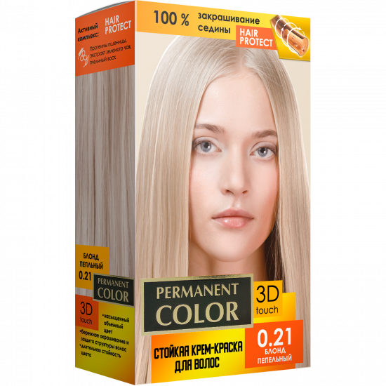 Крем-фарба для волосся з окислювачем «Permanent Color» тон «Блонд попелястий» № 0.21