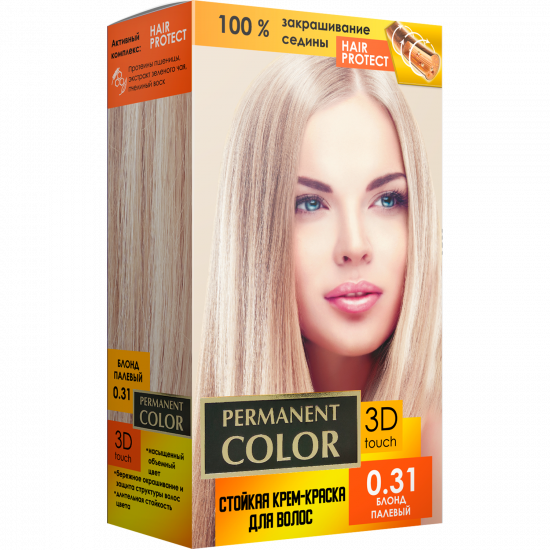 Крем-фарба для волосся з окислювачем «Permanent Color» тон «Блонд палевий» № 0.31