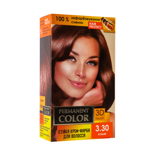 Крем-фарба для волосся з окислювачем «Permanent Color» тон «Коньяк» № 3.30 Крем-фарба для волосся з окислювачем «Permanent Color» тон «Коньяк» № 3.30
