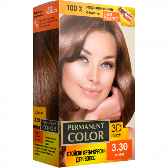 Крем-фарба для волосся з окислювачем «Permanent Color» тон «Коньяк» № 3.30
