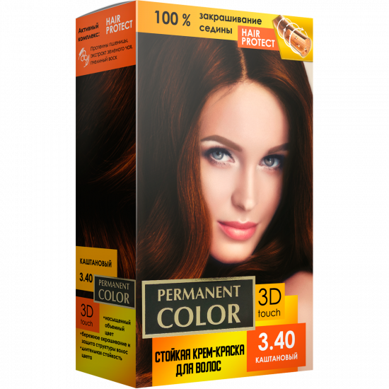 Крем-фарба для волосся з окислювачем «Permanent Color» тон «Каштановий» № 3.40