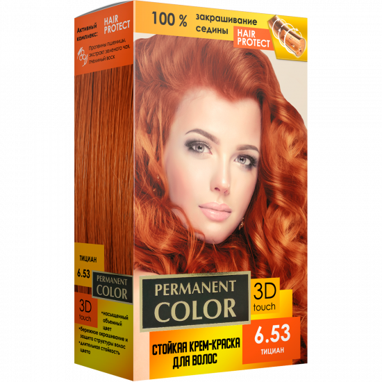 Cream-color for hair with an oxidizing agent "Permanent Color" tone "Titian" No. 6.53