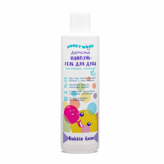 Shampoo-shower gel Bubble Gum for children "Honeywood", 250 ml Shampoo-shower gel Bubble Gum for children "Honeywood", 250 ml