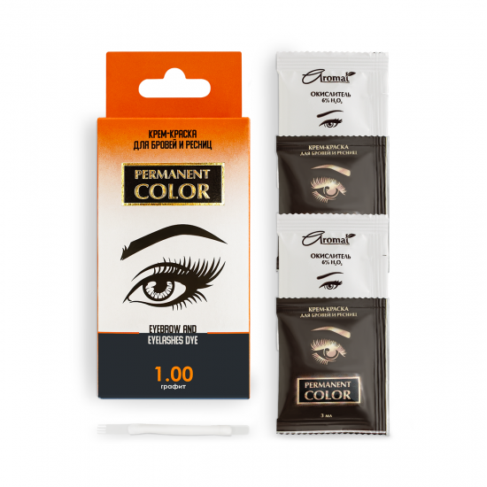Cream-paint for eyebrows and eyelashes "Permanent Color" with an oxidizer, tone graphite (1.00) Cream-paint for eyebrows and eyelashes "Permanent Color" with an oxidizer, tone graphite (1.00)